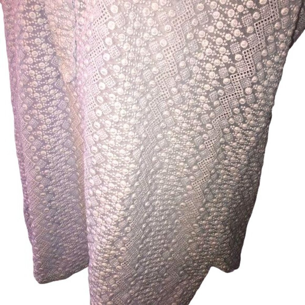 Textured Top Womens Vintage Handmade Light Blue Short Sleeve Button Front - Picture 9 of 12